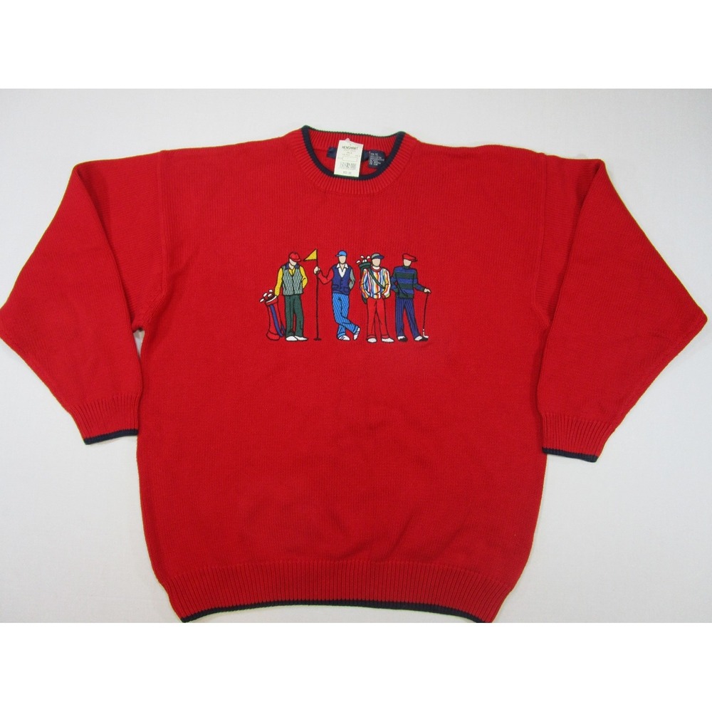 North Wales Mens Red Golf  LS Sweater NWT VTG  Size XL Sweatshirt